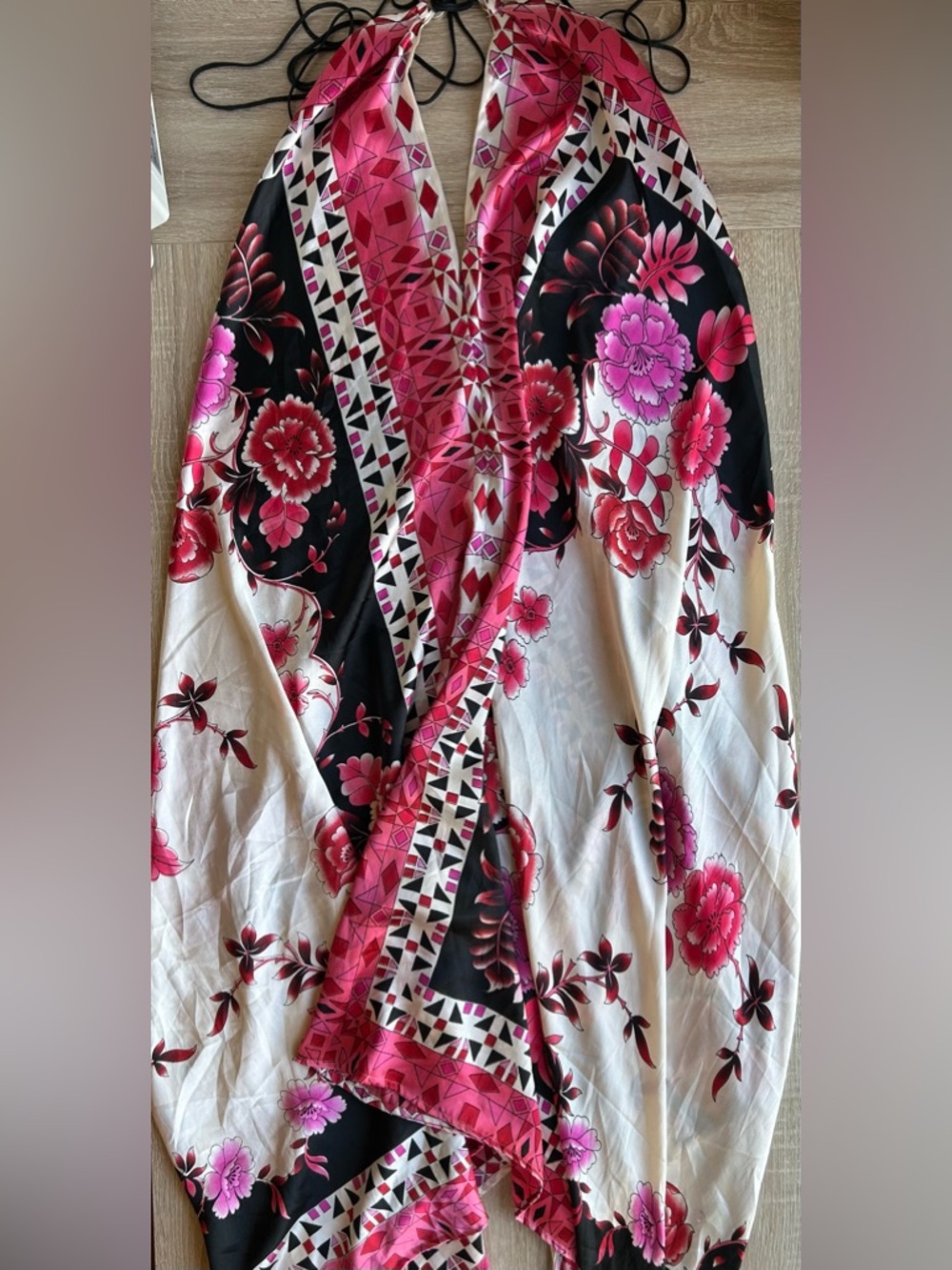 Jovani Silk Halter Floral Pink Midi Dress S Vintage Day Dress